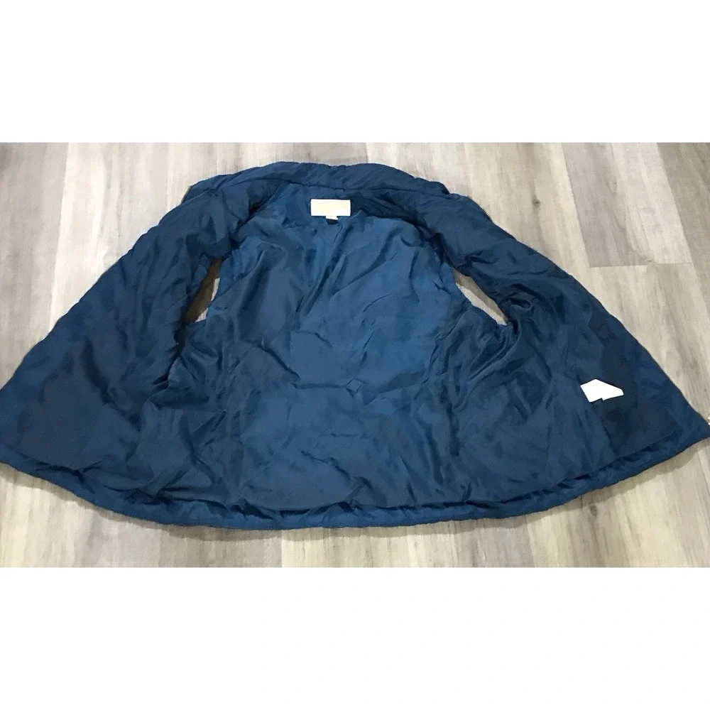 Michael Kors Women's Quilted Puffer X-Large Vest Teal Blue MK Logo Zip Up Jacket
